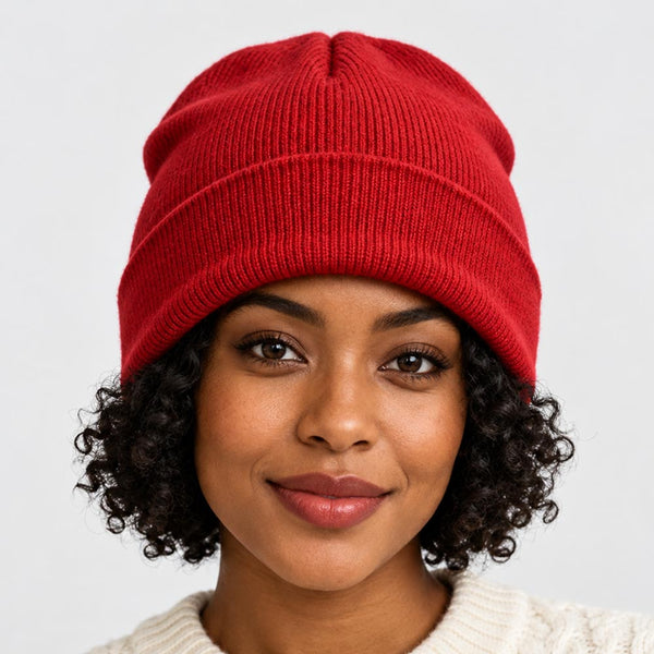Maia  - Satin Lined Solid Knit Winter Beanie Hat