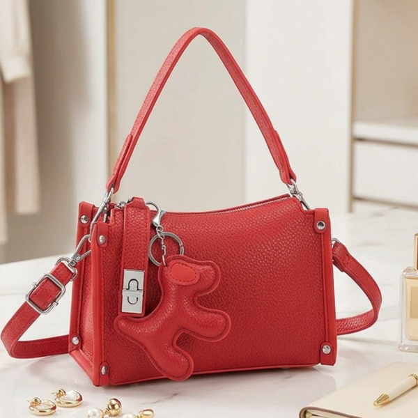 Hailey - Faux Leather Dog Bag Charm Mini Shoulder/Crossbody Bag
