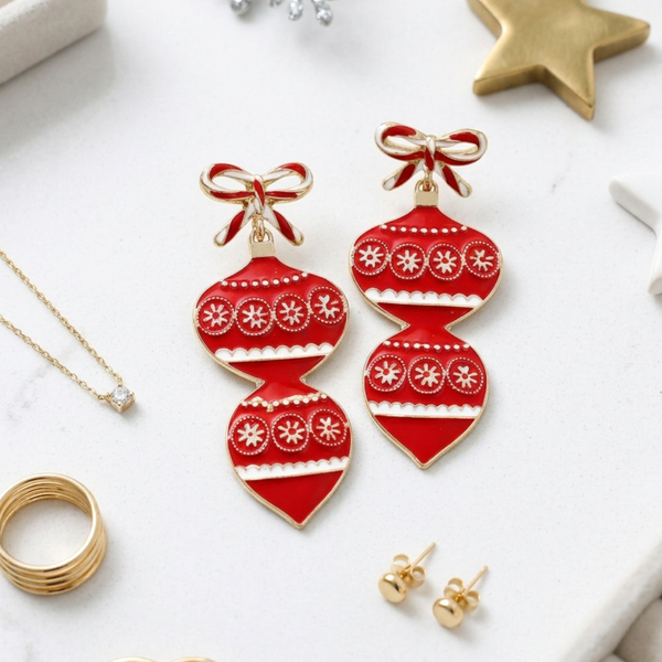 Iris - Bow Top Ornament Drop Earrings