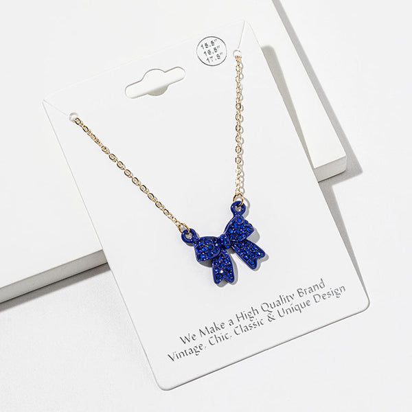 Maria - Rhinestone Bow Pendant Necklace