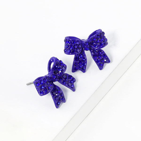 Bianca - Crystal Rhinestone Pave Bow Stud Earrings