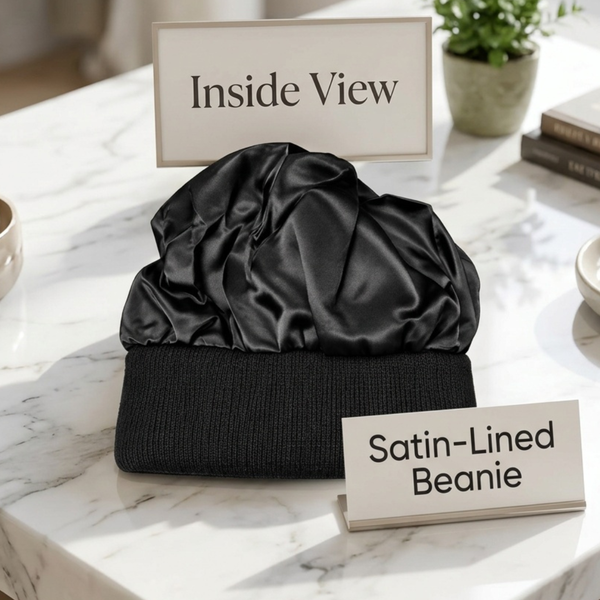 Maia  - Satin Lined Solid Knit Winter Beanie Hat