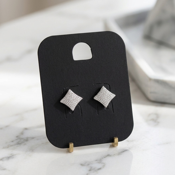 Serena- Cubic Zirconia Pave Geometric Diamond Stud Earrings