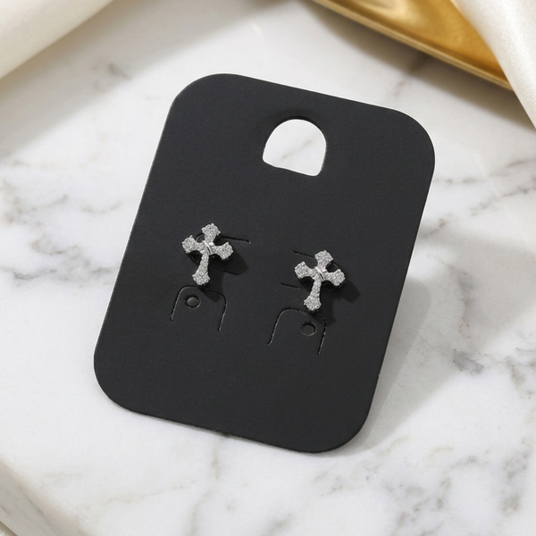 Uma - Cubic Zirconia Pave Cross Stud Earrings