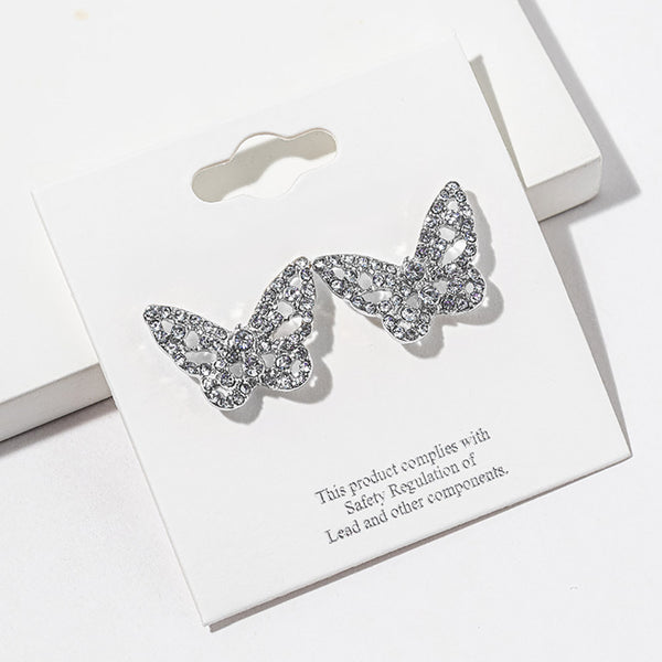 Matilda - Crystal Pave Butterfly Stud Earrings 1