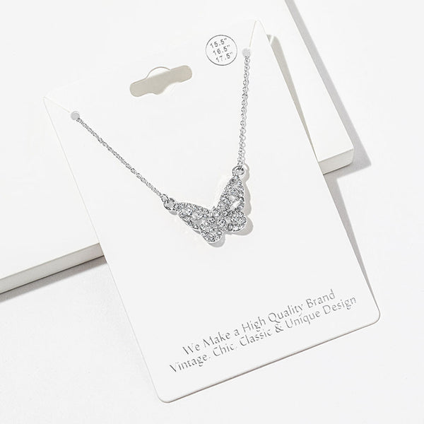 Anacá - Pave Butterfly Pendant Necklace