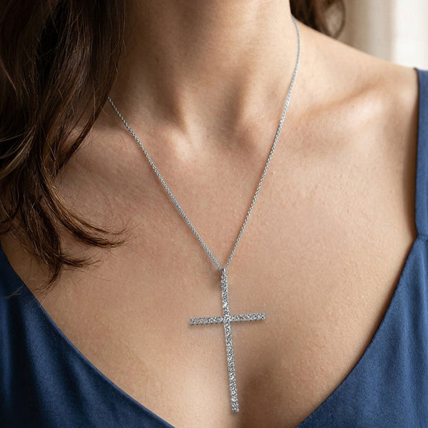 Amelia - Pave Cross Pendant Necklace