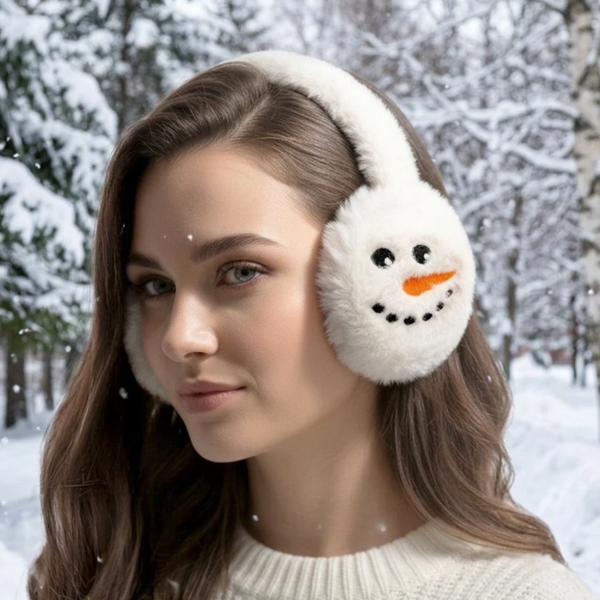 Verity - Plush Snowman Embroidered Earmuffs