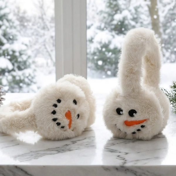 Verity - Plush Snowman Embroidered Earmuffs