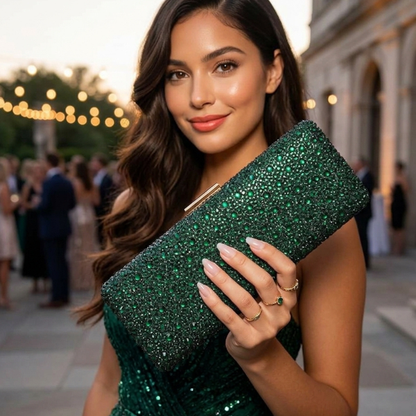 Brea -Studded Baguette Clutch Bag