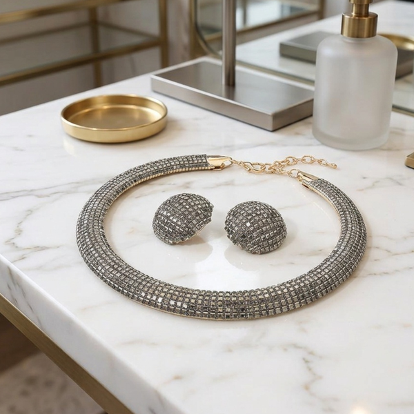 Delilah - Bling Studded Statement Necklace Set