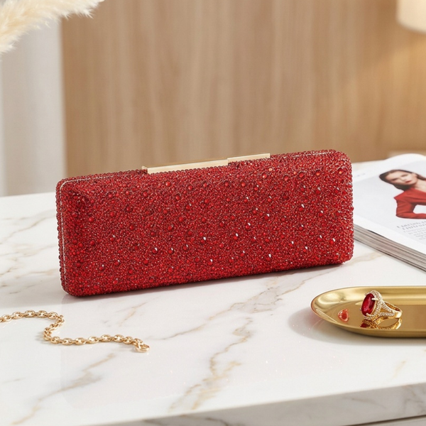 Brea -Studded Baguette Clutch Bag