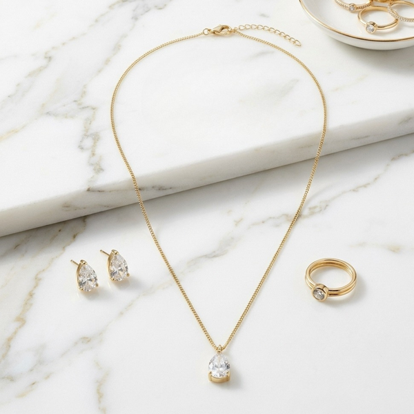 Eden - 18K Gold Filled Teardrop Solitaire Pendant Necklace