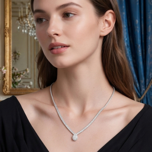 Poppy - Cubic Zirconia Teardroop Pendant Necklace