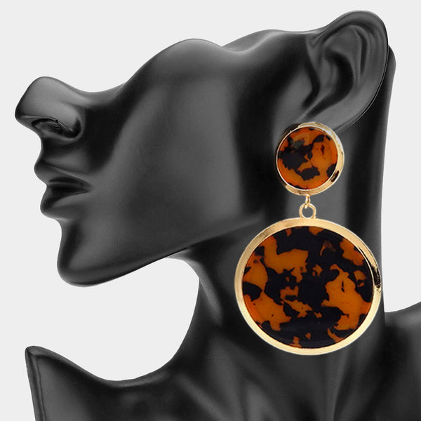 Kylie - Oversized Double Circle Drop Statement Earrings