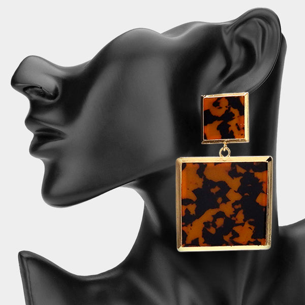 Iggy - Oversized Double Square Drop Earrings