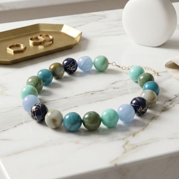 Ariana - Marbled Beaded Necklace