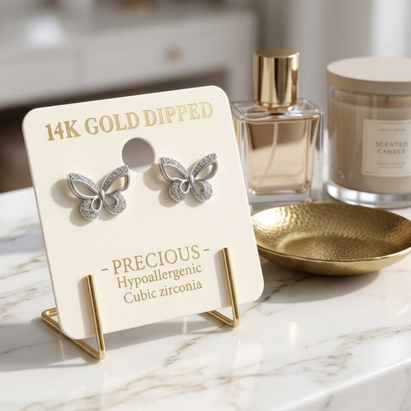 Hart - 14K Gold Dipped Cubic Zirconia Butterfly Stud Earrings