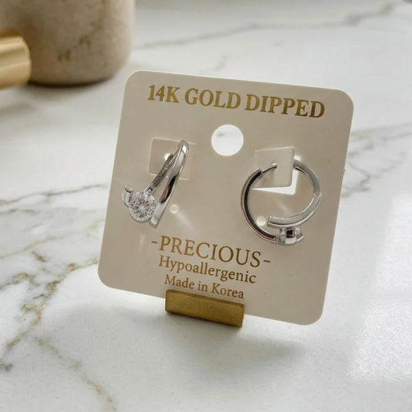 Jamila - 14K Gold Dipped Cubic Zirconia Hoop Earrings