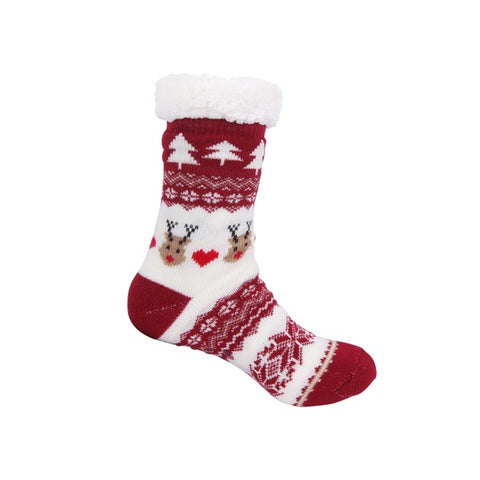 Reindeers and Hearts Sherpa Socks