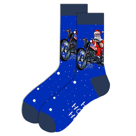 Men's Motorcycle Santa Novelty Socks