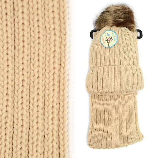 Kid's Winter Knitted Pom Beanie Scarf and Hat Set