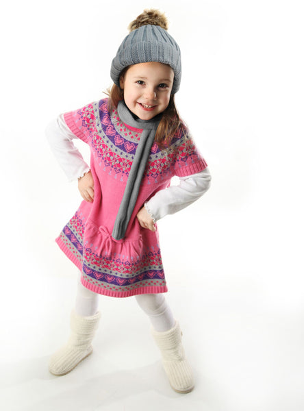 Kid's Winter Knitted Pom Beanie Scarf and Hat Set